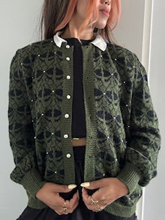 CARDIGAN EN LAINE ORNE DE PERLE MADE IN ITALY