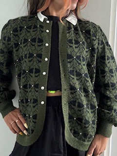 CARDIGAN EN LAINE ORNE DE PERLE MADE IN ITALY