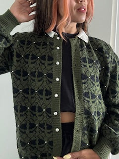 CARDIGAN EN LAINE ORNE DE PERLE MADE IN ITALY