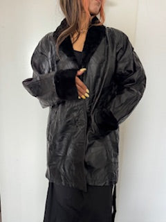 VESTE EN CUIR 90's "Anne de Lançay¨