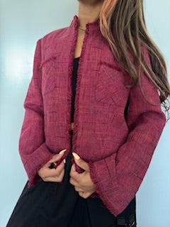 Veste Tweed frangée framboise "Sag Harbor"