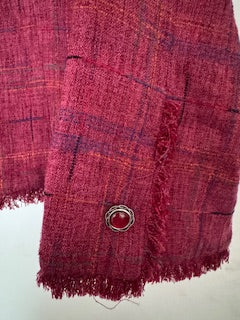 Veste Tweed frangée framboise "Sag Harbor"