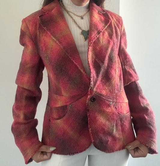 Veste en Laine et mohair à carreaux-Made in italy