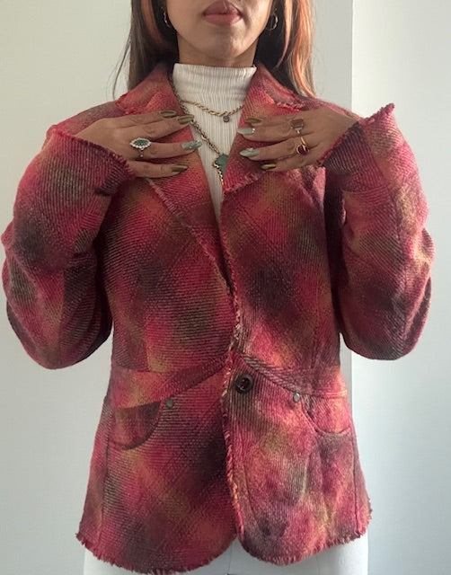 Veste en Laine et mohair à carreaux-Made in italy