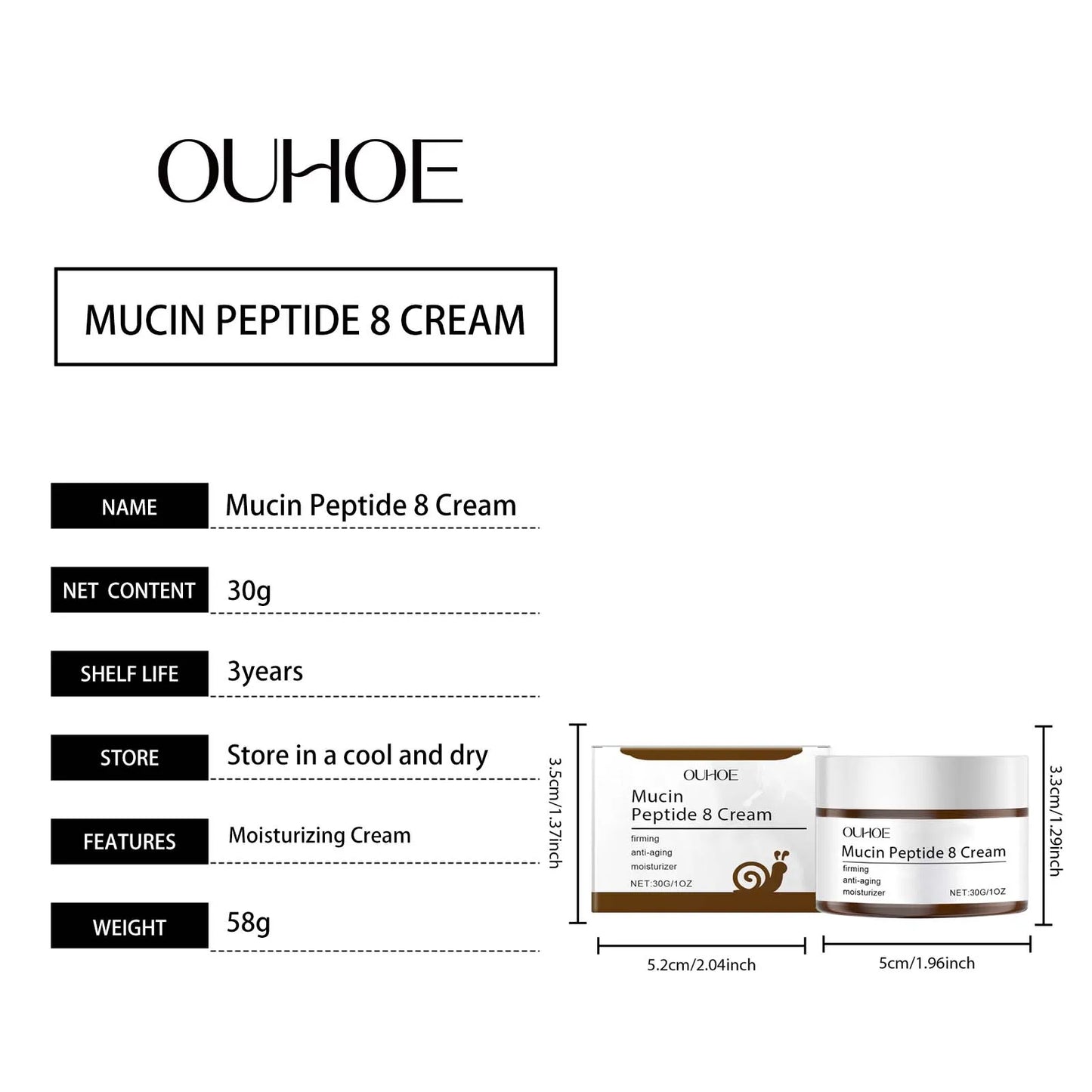 CREME DE RAJEUNISSEMENT AU PEPTIDE DE MUCINE 8