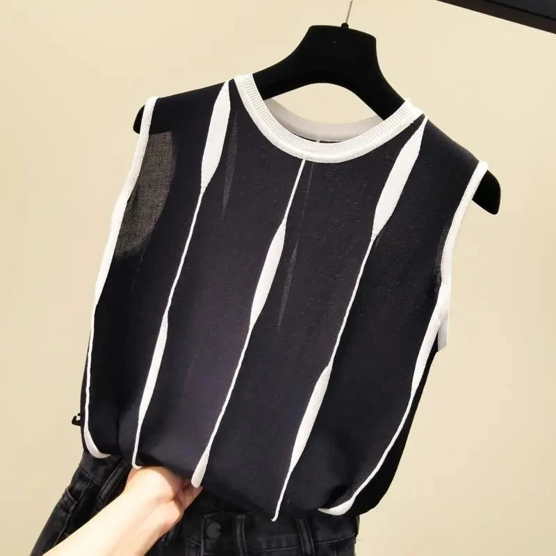 DEBARDEUR SANS MANCHE RAYE VINTAGE CHIC