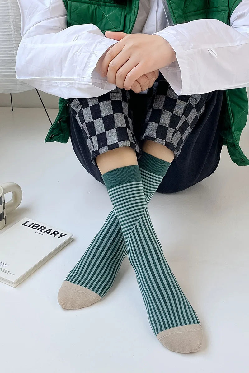 CHAUSSETTES RETRO A RAYURES MULTICOLORE COREENNES