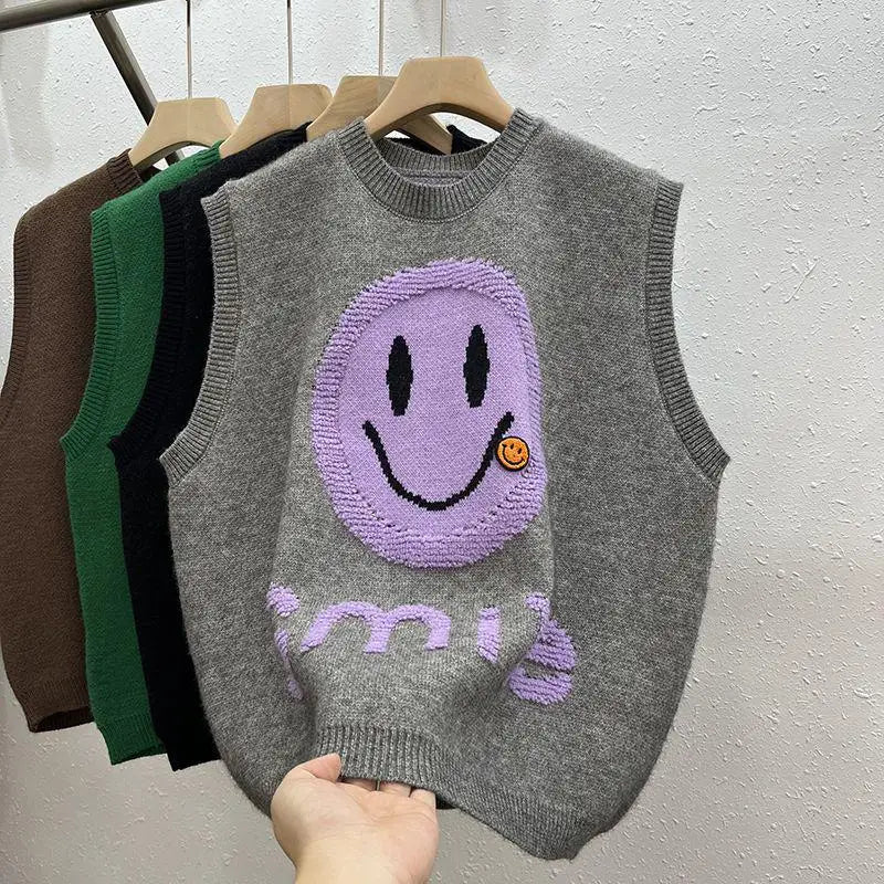 GILET VINTAGE MOTIF HAPPY FACE