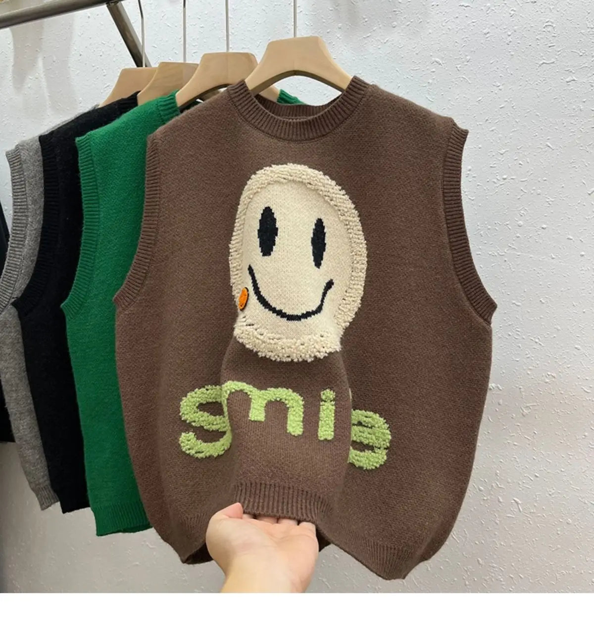 GILET VINTAGE MOTIF HAPPY FACE