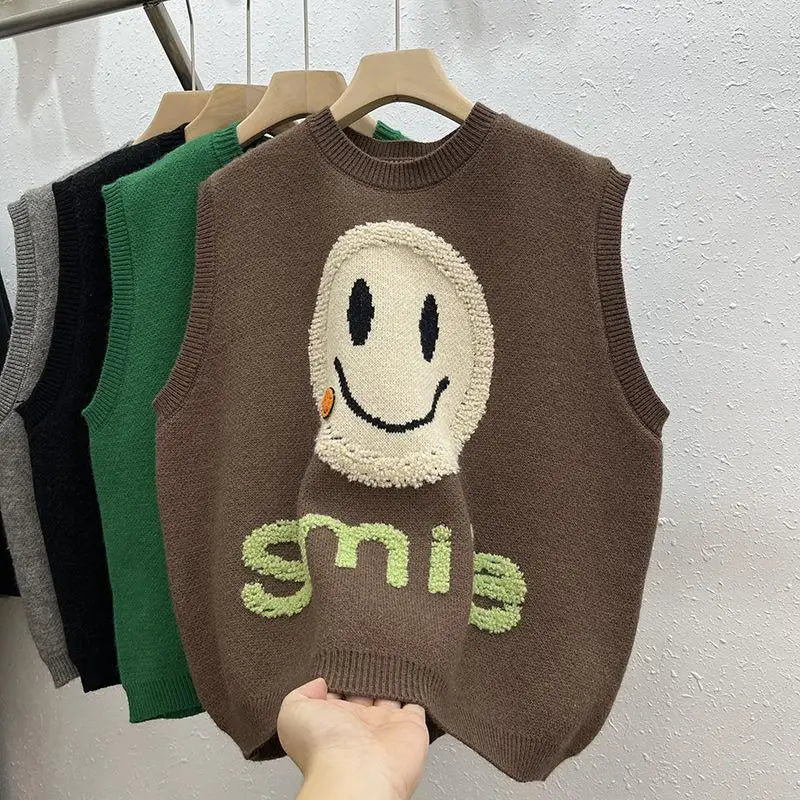 GILET VINTAGE MOTIF HAPPY FACE