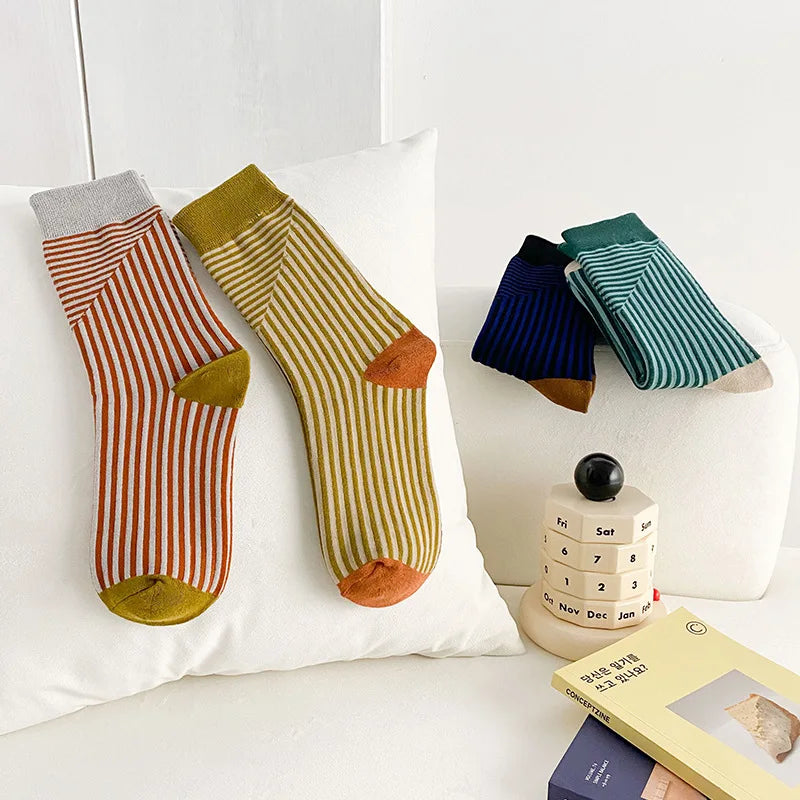 CHAUSSETTES RETRO A RAYURES MULTICOLORE COREENNES