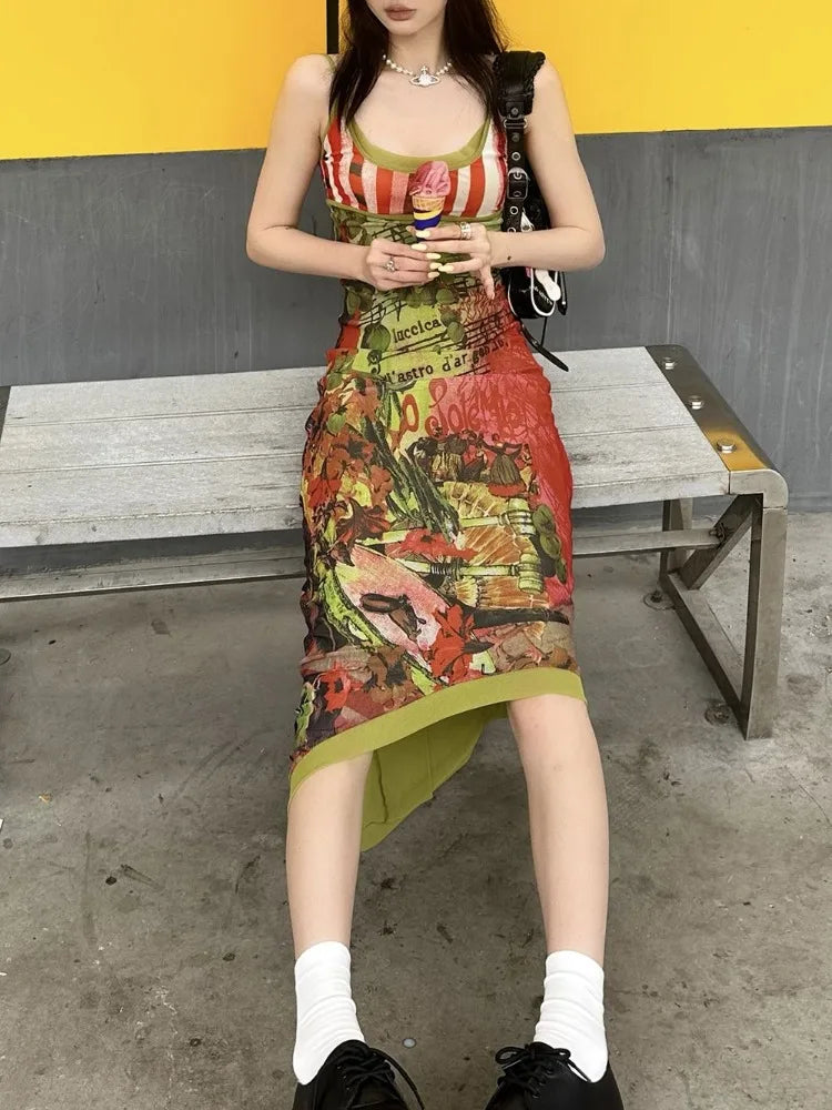 ROBE  IMPRIMEE A BRETELLES VINTAGE