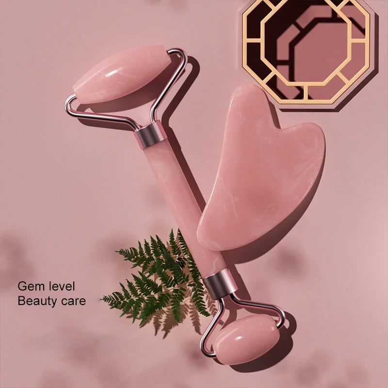 ROULEAU DE JADE POUR LE VISAGE EN QUARTZ ROSE