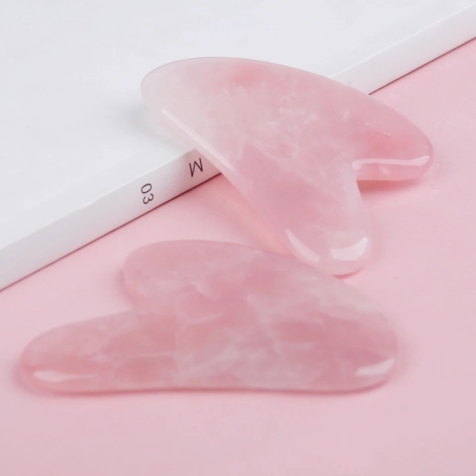GUA SHA MASSAGE FACIAL LIFTING DU VISAGE ROSE EN  JADE