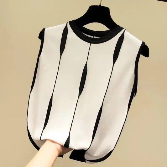 DEBARDEUR SANS MANCHE RAYE VINTAGE CHIC
