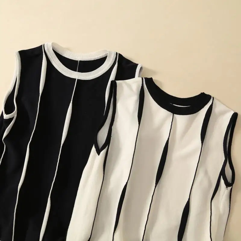 DEBARDEUR SANS MANCHE RAYE VINTAGE CHIC