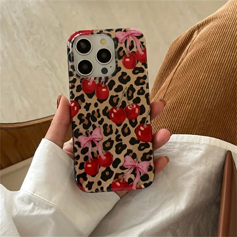 COQUE DE TELEPHONE AVEC NOEUD ET CERISES