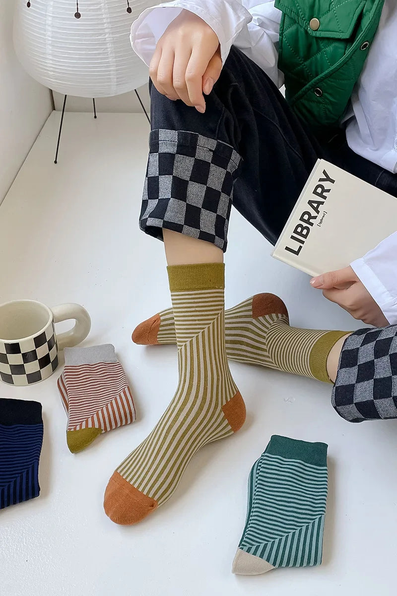 CHAUSSETTES RETRO A RAYURES MULTICOLORE COREENNES