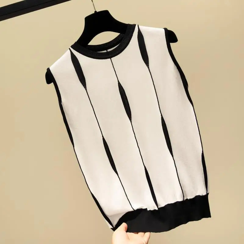 DEBARDEUR SANS MANCHE RAYE VINTAGE CHIC