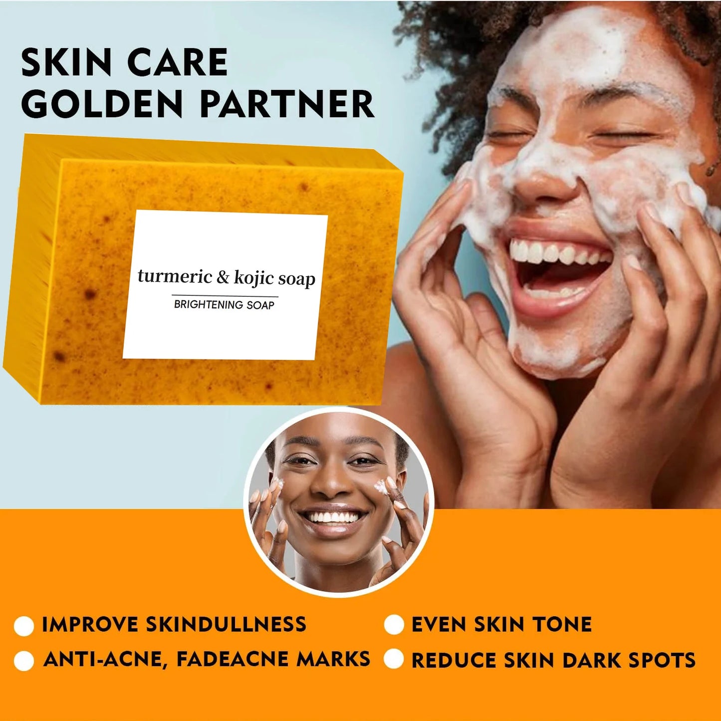 SAVON AU CURCUMA ET A L'ACIDE KOJIQUE ANTI-TACHES BRUNES ET ANTI -ACNE