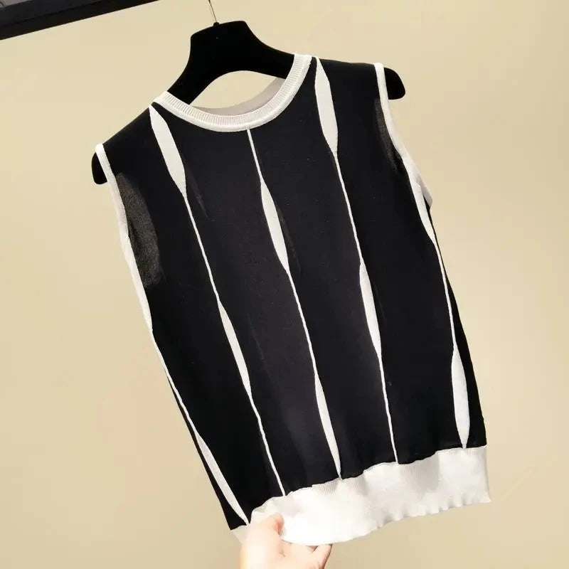 DEBARDEUR SANS MANCHE RAYE VINTAGE CHIC