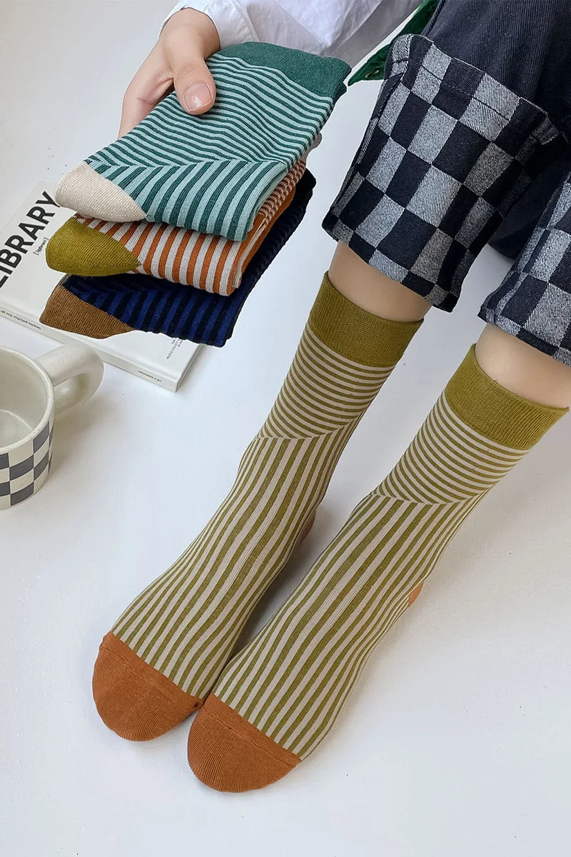 CHAUSSETTES RETRO A RAYURES MULTICOLORE COREENNES