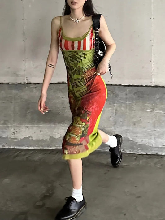 ROBE  IMPRIMEE A BRETELLES VINTAGE