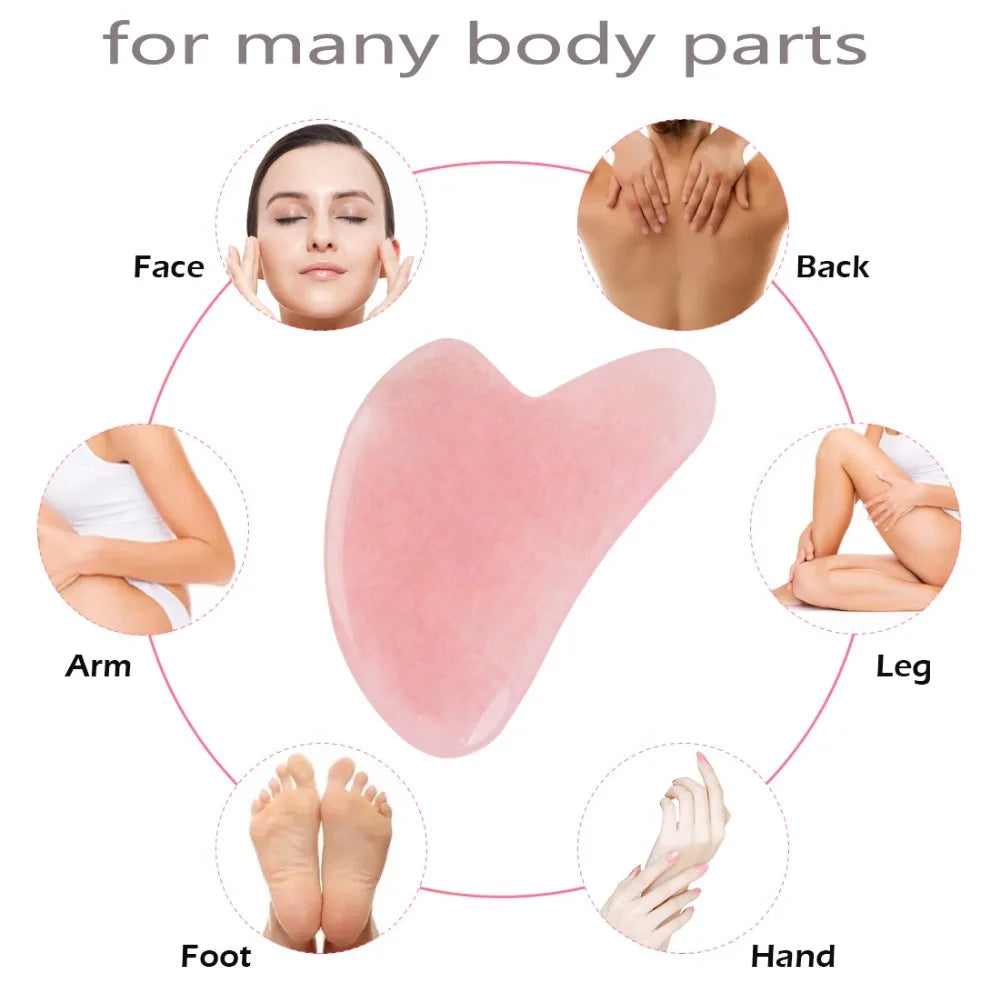 GUA SHA MASSAGE FACIAL LIFTING DU VISAGE ROSE EN  JADE