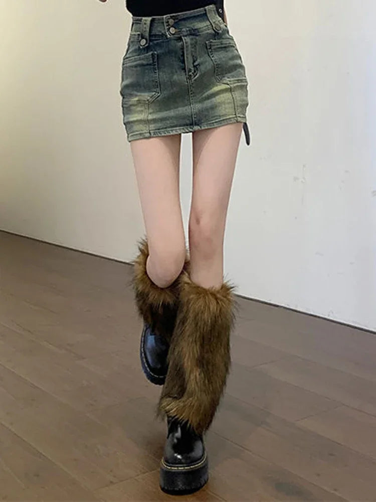 JUPE COURTE RETRO DENIM TAILLE HAUTE
