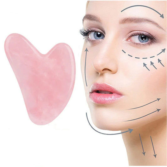 GUA SHA MASSAGE FACIAL LIFTING DU VISAGE ROSE EN  JADE