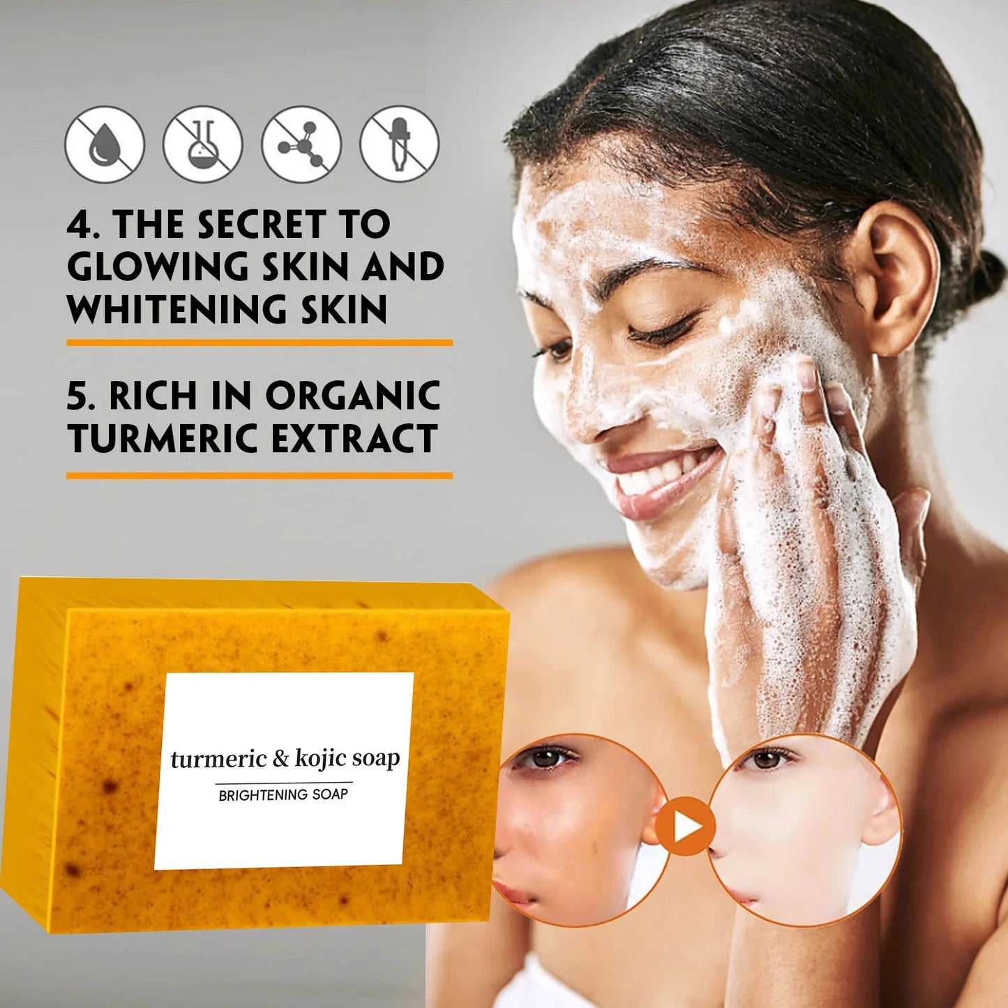 SAVON AU CURCUMA ET A L'ACIDE KOJIQUE ANTI-TACHES BRUNES ET ANTI -ACNE