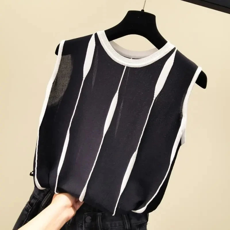 DEBARDEUR SANS MANCHE RAYE VINTAGE CHIC