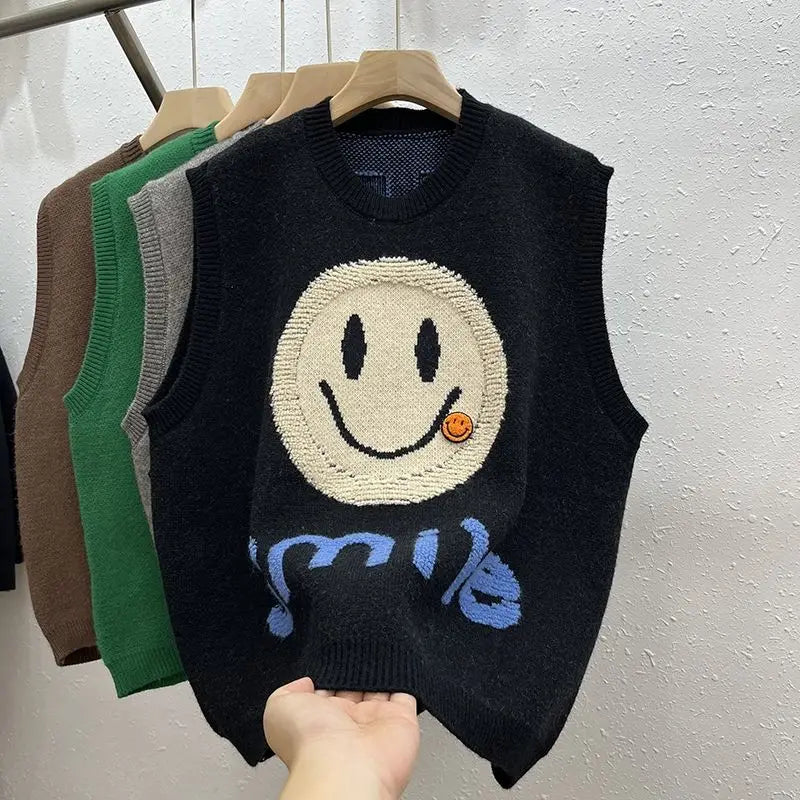 GILET VINTAGE MOTIF HAPPY FACE