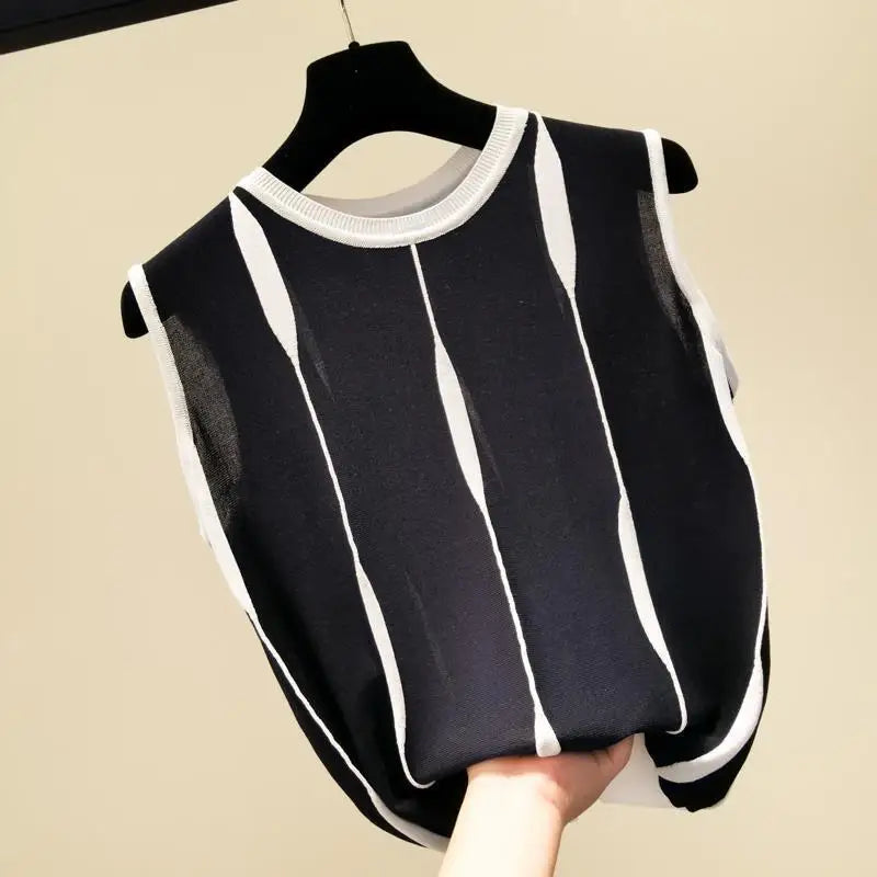 DEBARDEUR SANS MANCHE RAYE VINTAGE CHIC