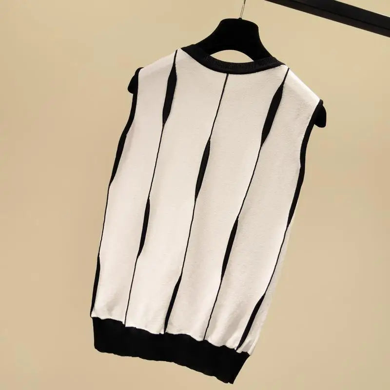 DEBARDEUR SANS MANCHE RAYE VINTAGE CHIC