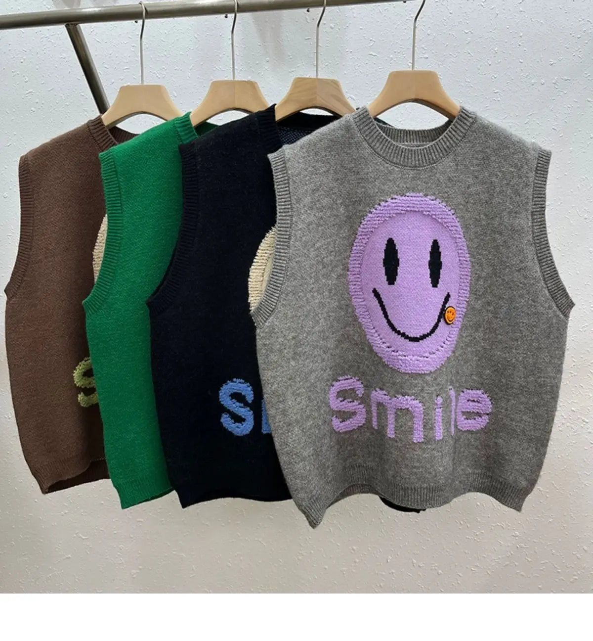 GILET VINTAGE MOTIF HAPPY FACE