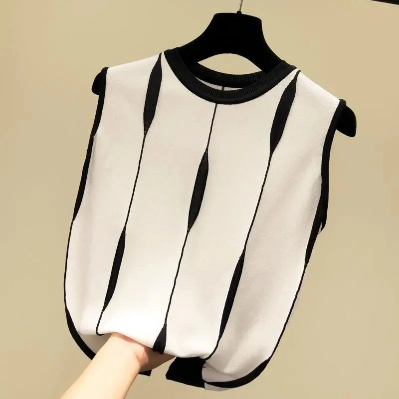 DEBARDEUR SANS MANCHE RAYE VINTAGE CHIC