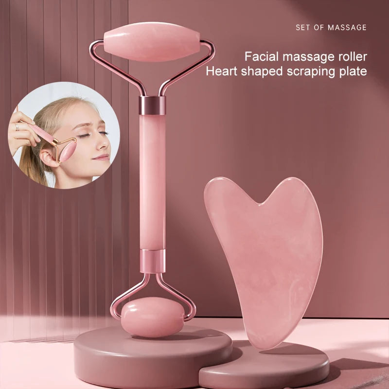 ROULEAU DE JADE POUR LE VISAGE EN QUARTZ ROSE