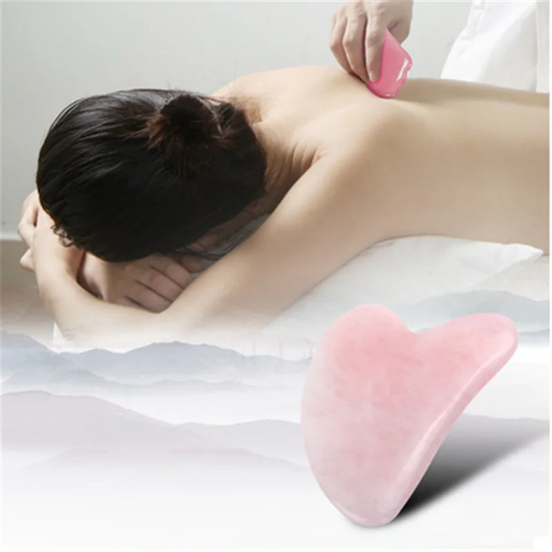 GUA SHA MASSAGE FACIAL LIFTING DU VISAGE ROSE EN  JADE