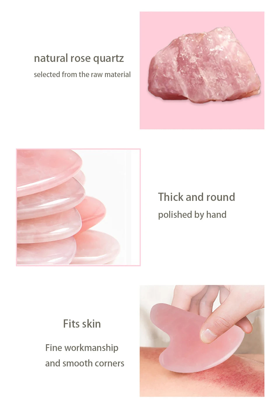 GUA SHA MASSAGE FACIAL LIFTING DU VISAGE ROSE EN  JADE